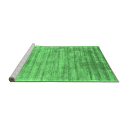 Sideview of Machine Washable Abstract Emerald Green Contemporary Area Rugs, wshcon2937emgrn