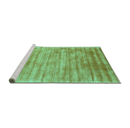 Sideview of Machine Washable Abstract Turquoise Contemporary Area Rugs, wshcon2937turq