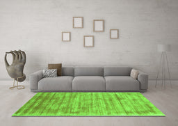 Machine Washable Abstract Green Contemporary Area Rugs in a Living Room,, wshcon2937grn