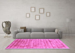 Machine Washable Abstract Purple Contemporary Area Rugs in a Living Room, wshcon2937pur