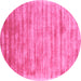 Round Abstract Pink Contemporary Rug, con2937pnk