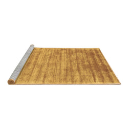 Sideview of Machine Washable Abstract Brown Contemporary Rug, wshcon2937brn