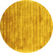 Round Abstract Yellow Contemporary Rug, con2937yw