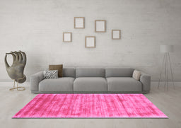 Machine Washable Abstract Pink Contemporary Rug in a Living Room, wshcon2937pnk