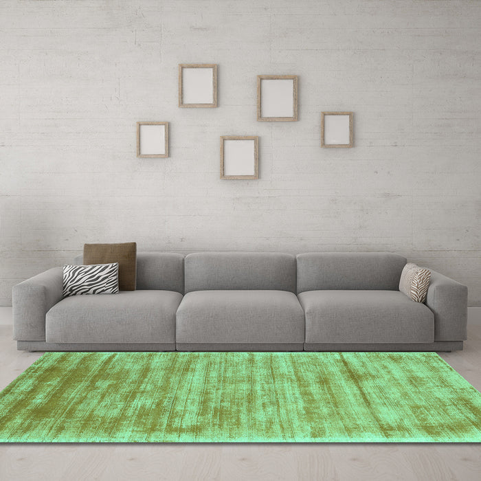 Machine Washable Abstract Turquoise Contemporary Area Rugs in a Living Room,, wshcon2937turq