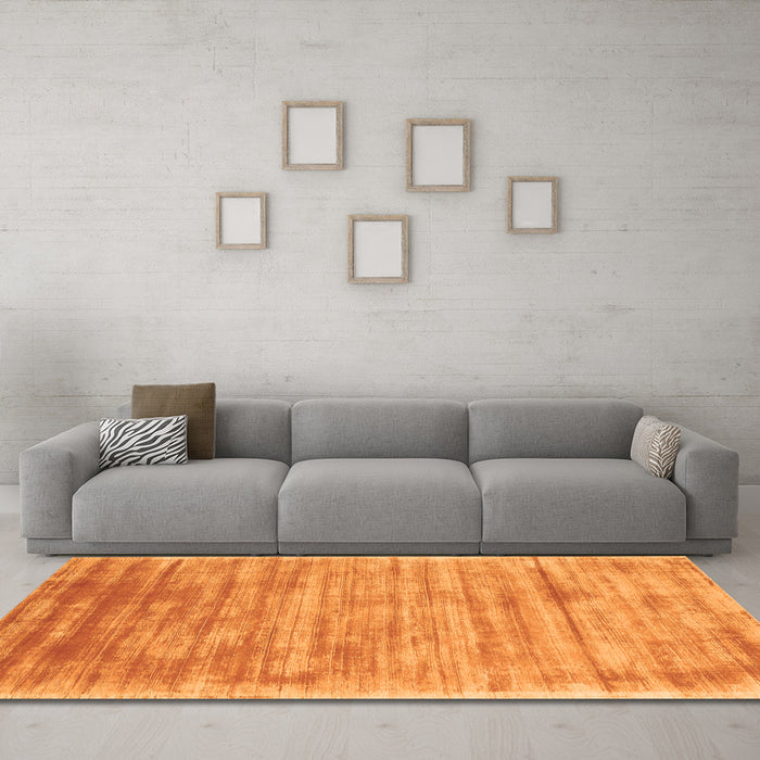 Machine Washable Abstract Orange Contemporary Area Rugs in a Living Room, wshcon2937org