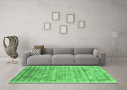 Machine Washable Abstract Emerald Green Contemporary Area Rugs in a Living Room,, wshcon2937emgrn