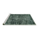 Serging Thickness of Machine Washable Contemporary Green Rug, wshcon2938