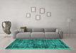 Machine Washable Abstract Turquoise Contemporary Area Rugs in a Living Room,, wshcon2938turq