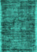 Machine Washable Abstract Turquoise Contemporary Area Rugs, wshcon2938turq