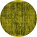 Round Abstract Yellow Contemporary Rug, con2938yw