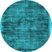 Round Machine Washable Abstract Light Blue Contemporary Rug, wshcon2938lblu