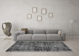 Machine Washable Abstract Gray Contemporary Rug in a Living Room,, wshcon2938gry