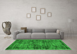 Machine Washable Abstract Green Contemporary Area Rugs in a Living Room,, wshcon2938grn