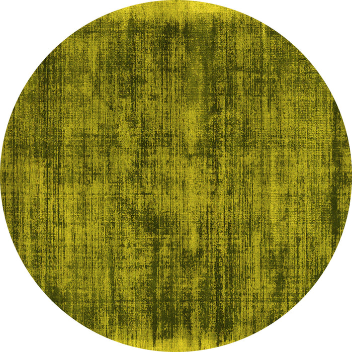 Round Machine Washable Abstract Yellow Contemporary Rug, wshcon2938yw