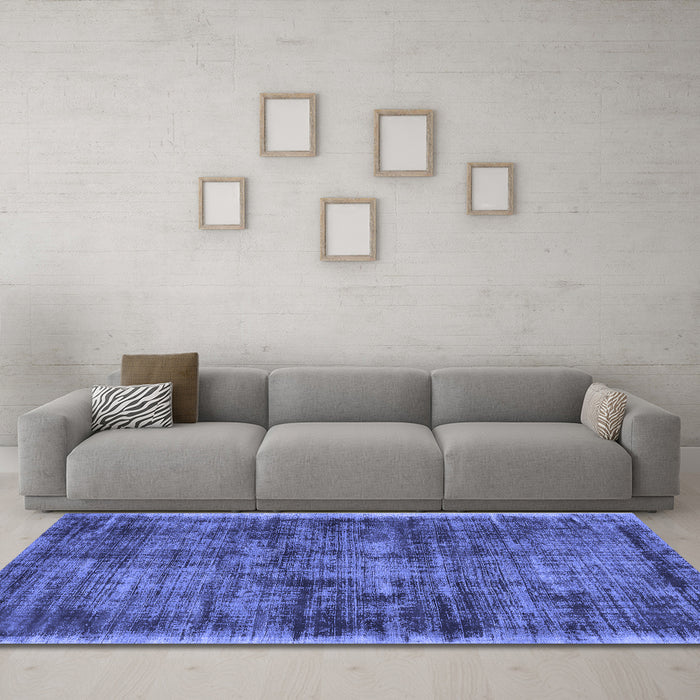 Machine Washable Abstract Blue Contemporary Rug in a Living Room, wshcon2938blu