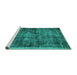 Sideview of Machine Washable Abstract Turquoise Contemporary Area Rugs, wshcon2938turq