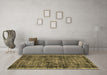 Machine Washable Abstract Brown Contemporary Rug in a Living Room,, wshcon2938brn