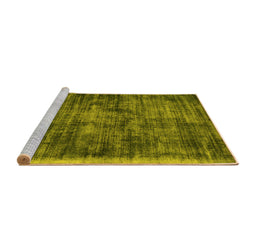 Sideview of Machine Washable Abstract Yellow Contemporary Rug, wshcon2938yw