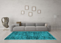 Machine Washable Abstract Light Blue Contemporary Rug, wshcon2938lblu