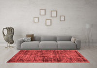 Machine Washable Abstract Red Contemporary Rug, wshcon2938red