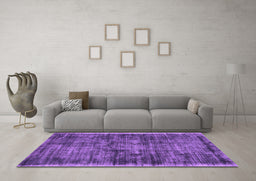 Machine Washable Abstract Purple Contemporary Area Rugs in a Living Room, wshcon2938pur
