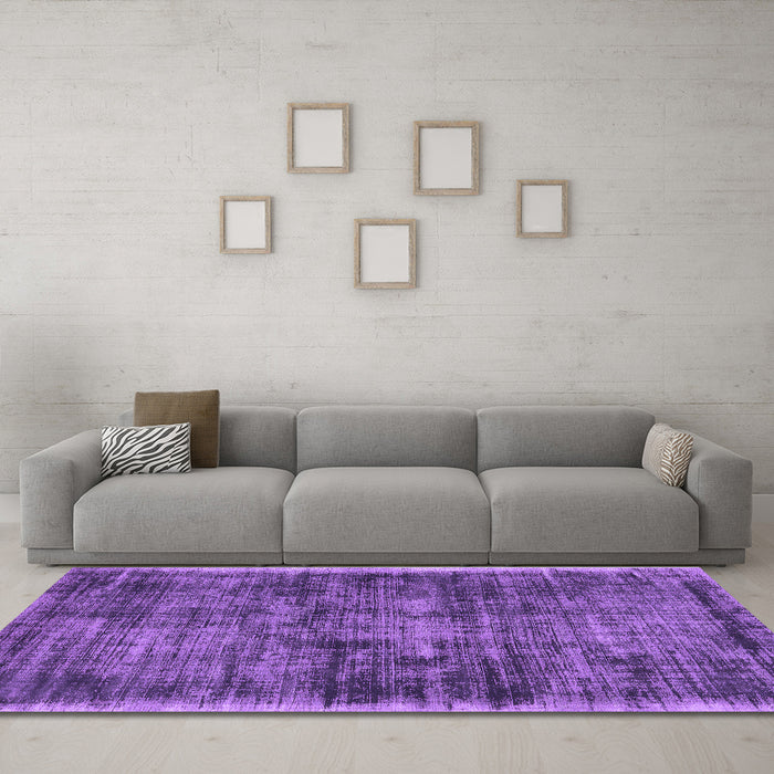 Machine Washable Abstract Purple Contemporary Area Rugs in a Living Room, wshcon2938pur