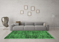 Machine Washable Abstract Emerald Green Contemporary Rug, wshcon2938emgrn