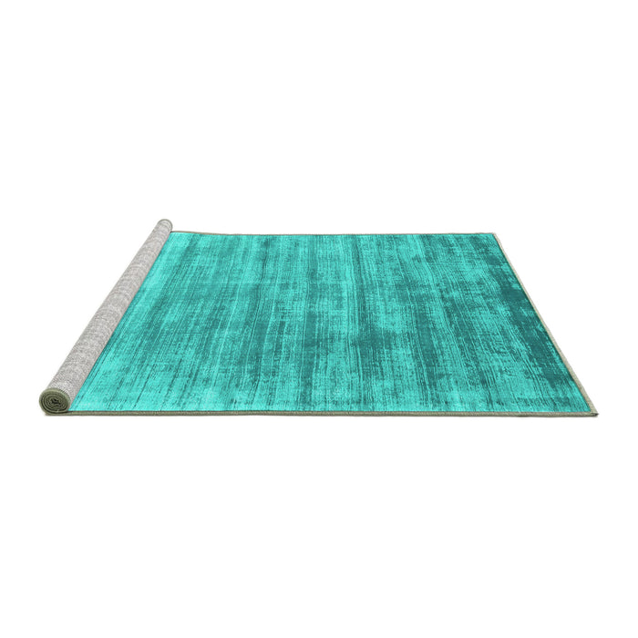 Sideview of Machine Washable Abstract Turquoise Contemporary Area Rugs, wshcon2939turq