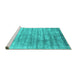 Sideview of Machine Washable Abstract Turquoise Contemporary Area Rugs, wshcon2939turq