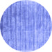 Round Abstract Blue Contemporary Rug, con2939blu