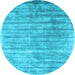 Round Abstract Light Blue Contemporary Rug, con2939lblu