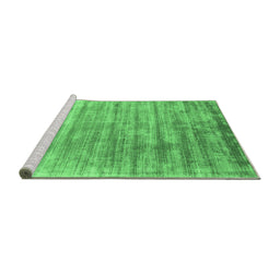 Sideview of Machine Washable Abstract Emerald Green Contemporary Area Rugs, wshcon2939emgrn