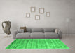 Machine Washable Abstract Green Contemporary Area Rugs in a Living Room,, wshcon2939grn