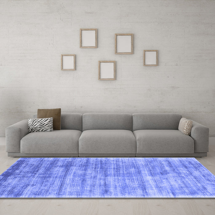Machine Washable Abstract Blue Contemporary Rug in a Living Room, wshcon2939blu