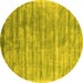 Round Abstract Yellow Contemporary Rug, con2939yw