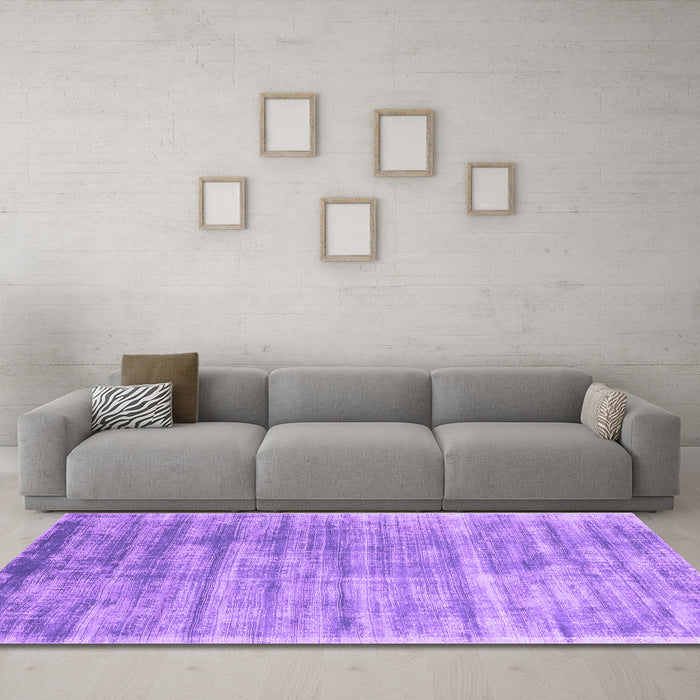 Machine Washable Abstract Purple Contemporary Area Rugs in a Living Room, wshcon2939pur