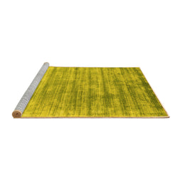 Sideview of Machine Washable Abstract Yellow Contemporary Rug, wshcon2939yw