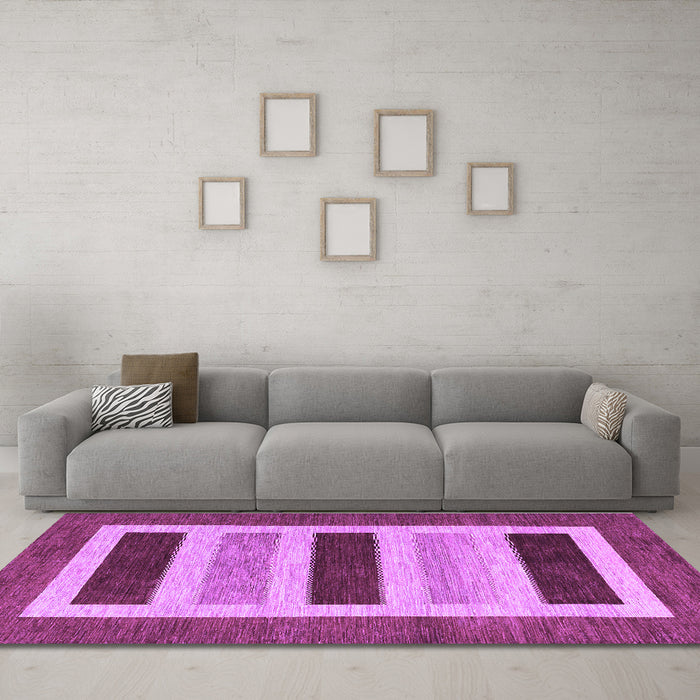 Machine Washable Abstract Purple Contemporary Area Rugs in a Living Room, wshcon293pur