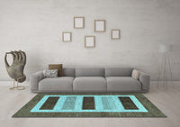 Machine Washable Abstract Light Blue Contemporary Rug, wshcon293lblu