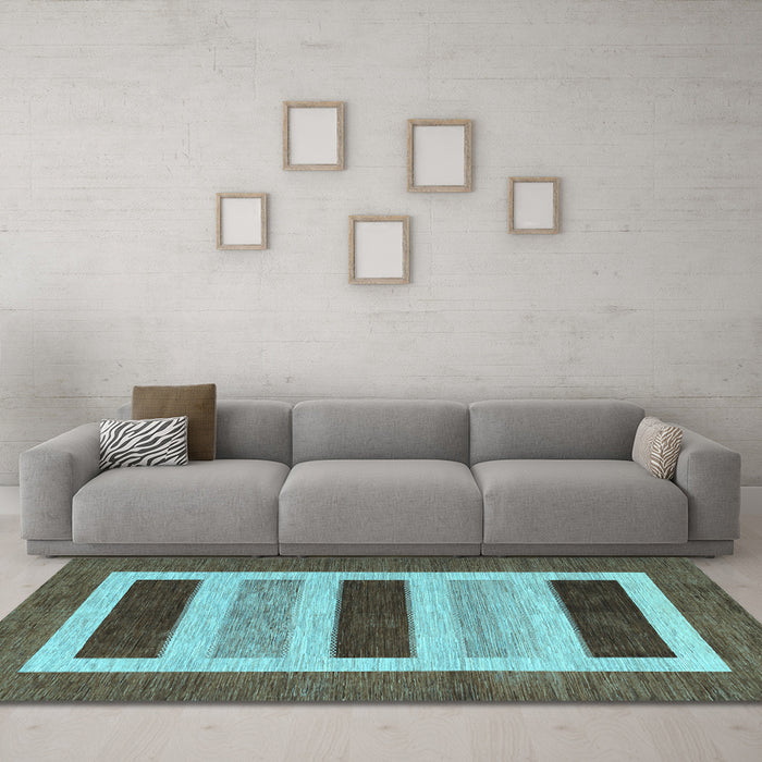 Machine Washable Abstract Light Blue Contemporary Rug in a Living Room, wshcon293lblu