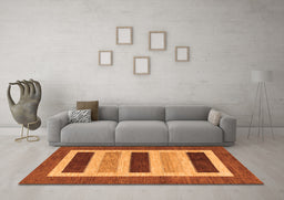 Machine Washable Abstract Orange Contemporary Area Rugs in a Living Room, wshcon293org