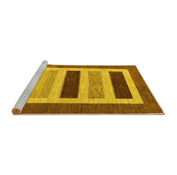 Sideview of Machine Washable Abstract Yellow Contemporary Rug, wshcon293yw