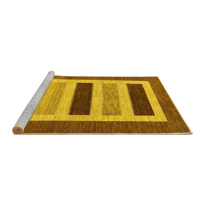 Sideview of Machine Washable Abstract Yellow Contemporary Rug, wshcon293yw