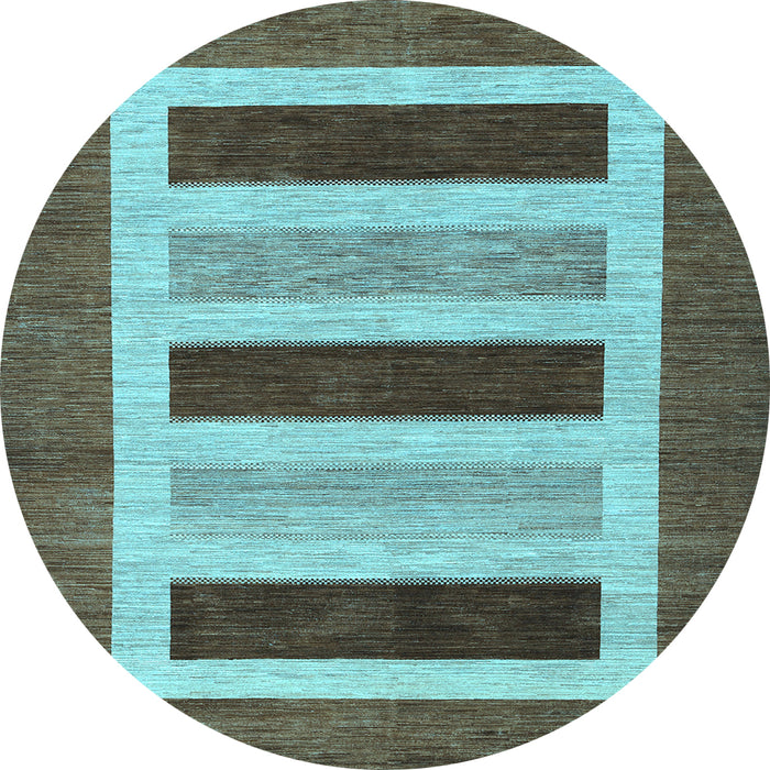 Round Abstract Light Blue Contemporary Rug, con293lblu
