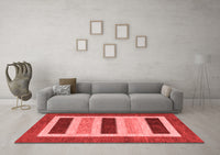 Machine Washable Abstract Red Contemporary Rug, wshcon293red