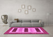 Machine Washable Abstract Pink Contemporary Rug in a Living Room, wshcon293pnk