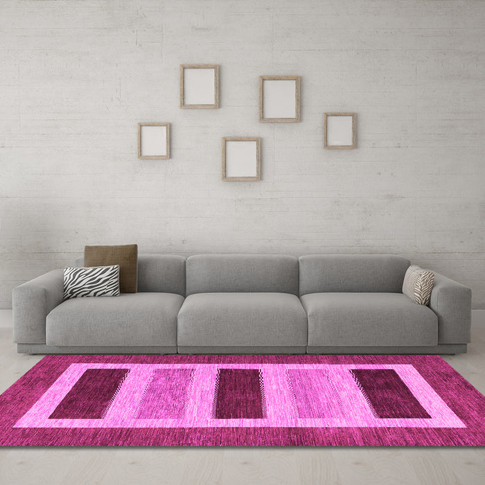 Machine Washable Abstract Pink Contemporary Rug in a Living Room, wshcon293pnk