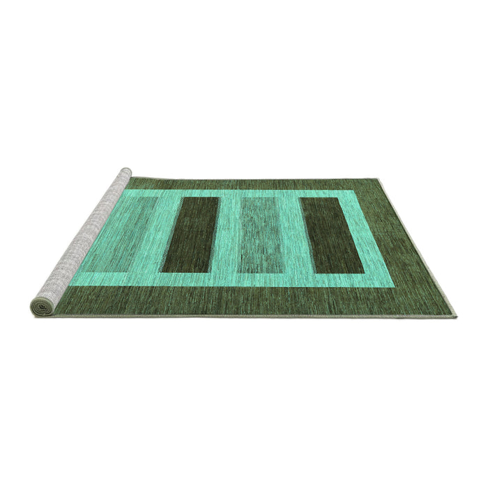 Sideview of Machine Washable Abstract Turquoise Contemporary Area Rugs, wshcon293turq