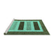 Sideview of Machine Washable Abstract Turquoise Contemporary Area Rugs, wshcon293turq